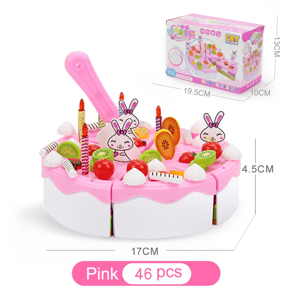 Детские Клубничные торт время чай игрушки набор ABS игровой дом Рождественские подарки M09 - Цвет: Pink 46pcs