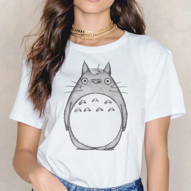 Футболка Totoro Spirit Out Хаяо Миядзаки из мультфильма Studio Ghibli femme женская футболка с японским аниме, женская одежда с аниме