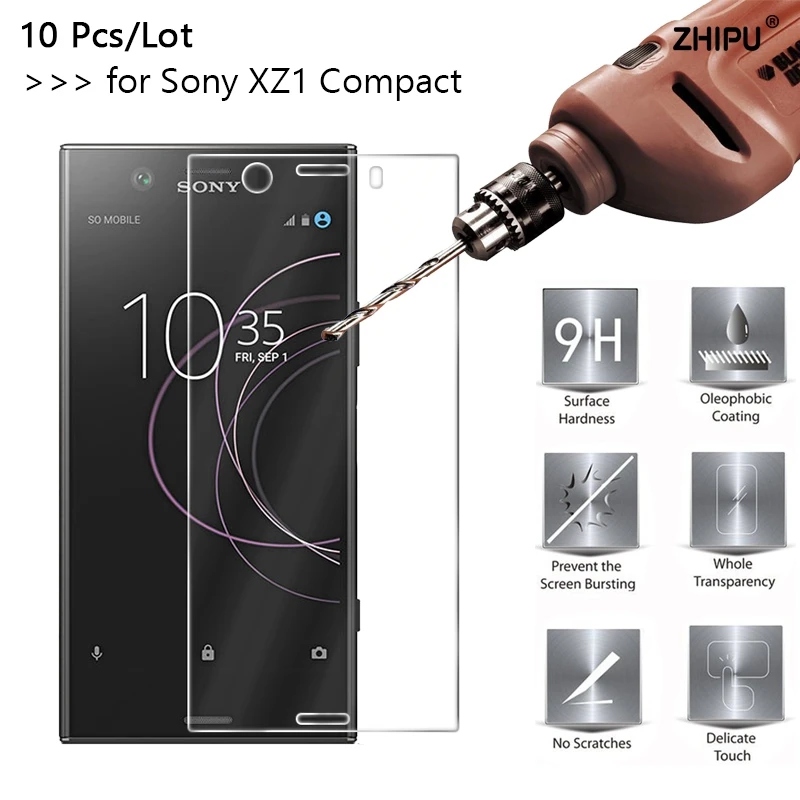 

10 Pcs/Lot 2.5D 0.26mm Premium Tempered Glass For Sony Xperia XZ1 Compact Screen Protector Toughened protective film