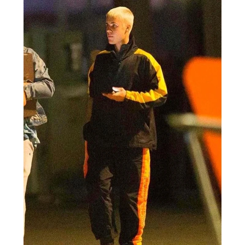 Justin Bieber Track Pants High Street Retro Spliced Side Stripe Joggers Pants Mans 2018 Trend Ankle Zipper Loose Trousers