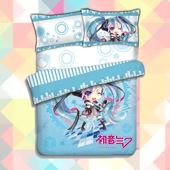

Anime Cartoon Hatsune Miku Magical Mirai Quilt Cover Soft Printed Bedding Set With Pillow Cases Bed Sheet Duvet Cover CP151223