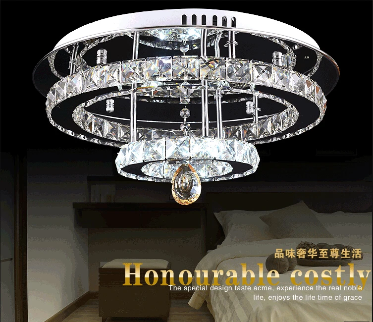 

Hot sale Diamond Ring LED Crystal Chandelier Light Modern ceiling second layer Circles 100% Guarantee for foyer decoration