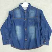 Джинсовая рубашка для маленьких девочек; Джинсовая блузка для девочек; детские мягкие джинсовые рубашки с длинными рукавами