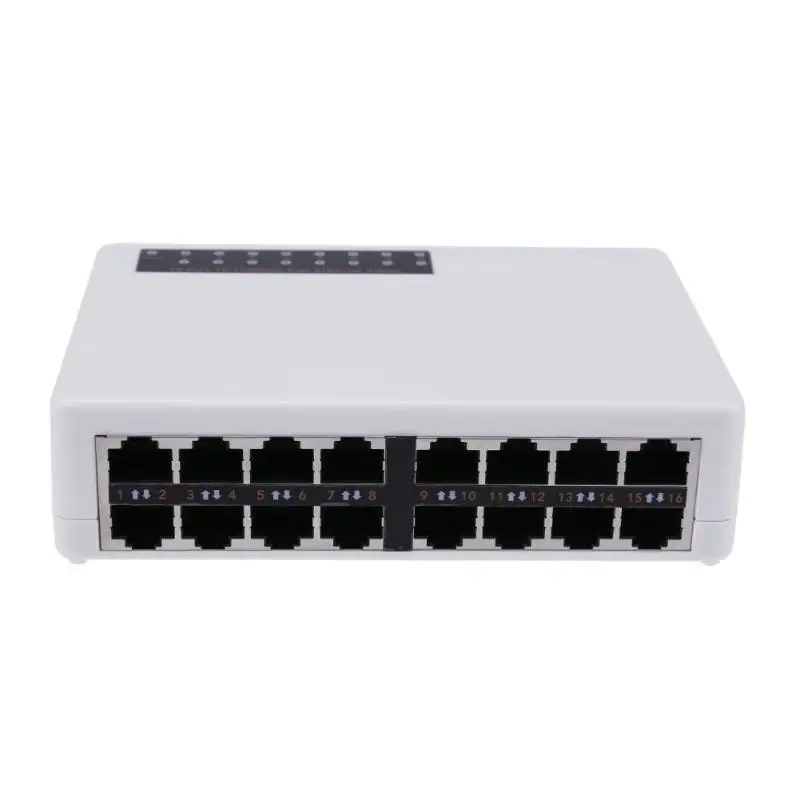 

16 10/100Mbps RJ45 Port Network Switch Hub Fast Ethernet Cable Distributor Thunder Protection with EU/US Plug Power Adapter
