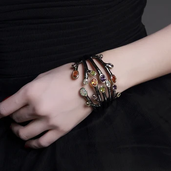 

Fashion jewelry 2020 Black bangle multi cubic zirconia crystal bracelet femme armbanden voor vrouwen party bangles for women