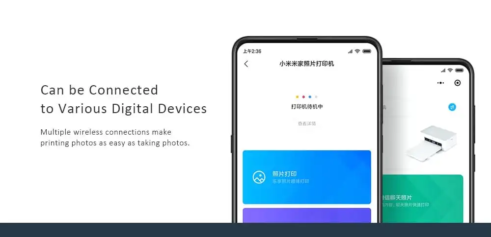 Xiao mi jia mi фотопринтер, термосублимация, тонко восстанавливает истинный цвет, автоматический беспроводной портативный принтер