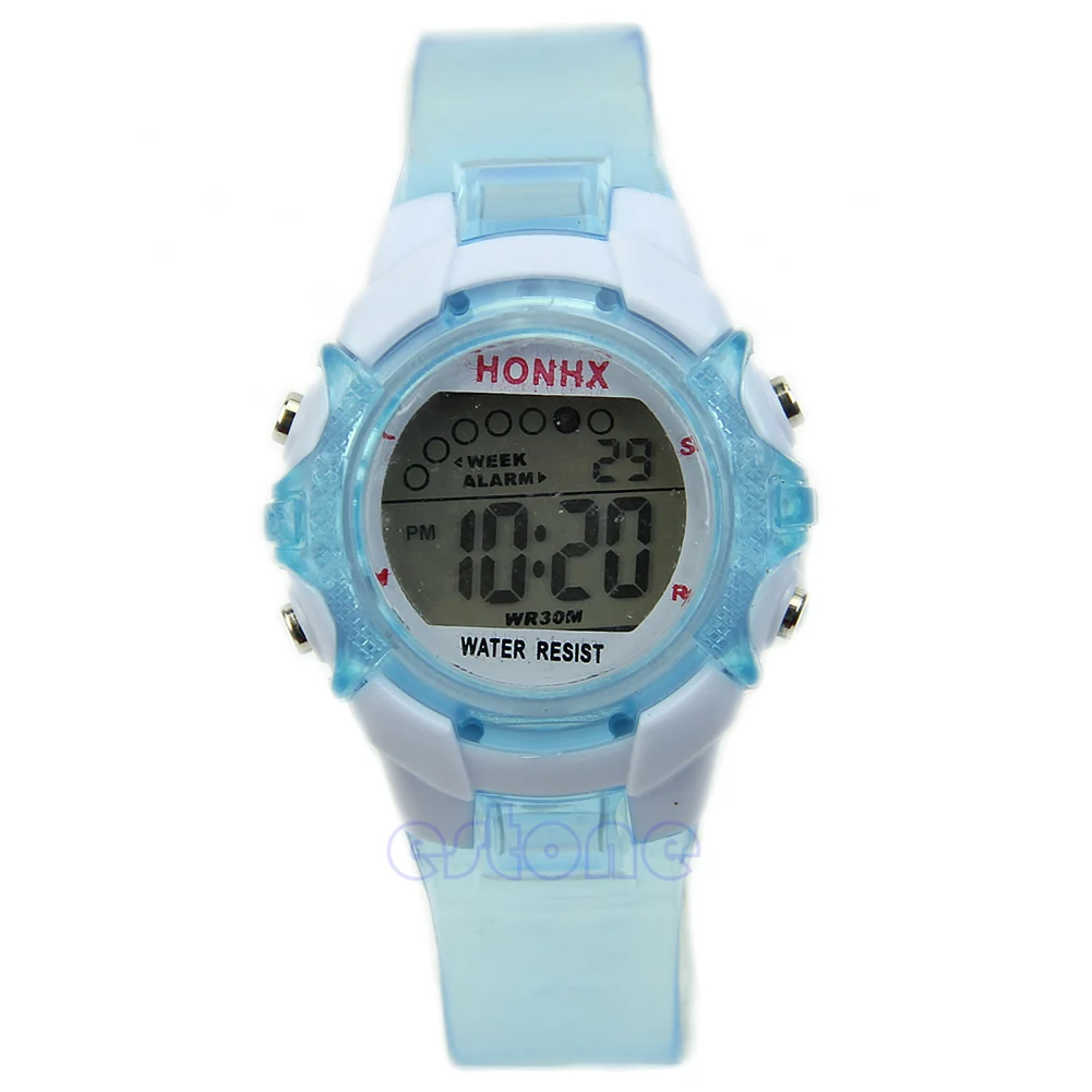 Водостойкие универсальные спортивные электронные цифровые наручные часы для детей мальчиков и девочек