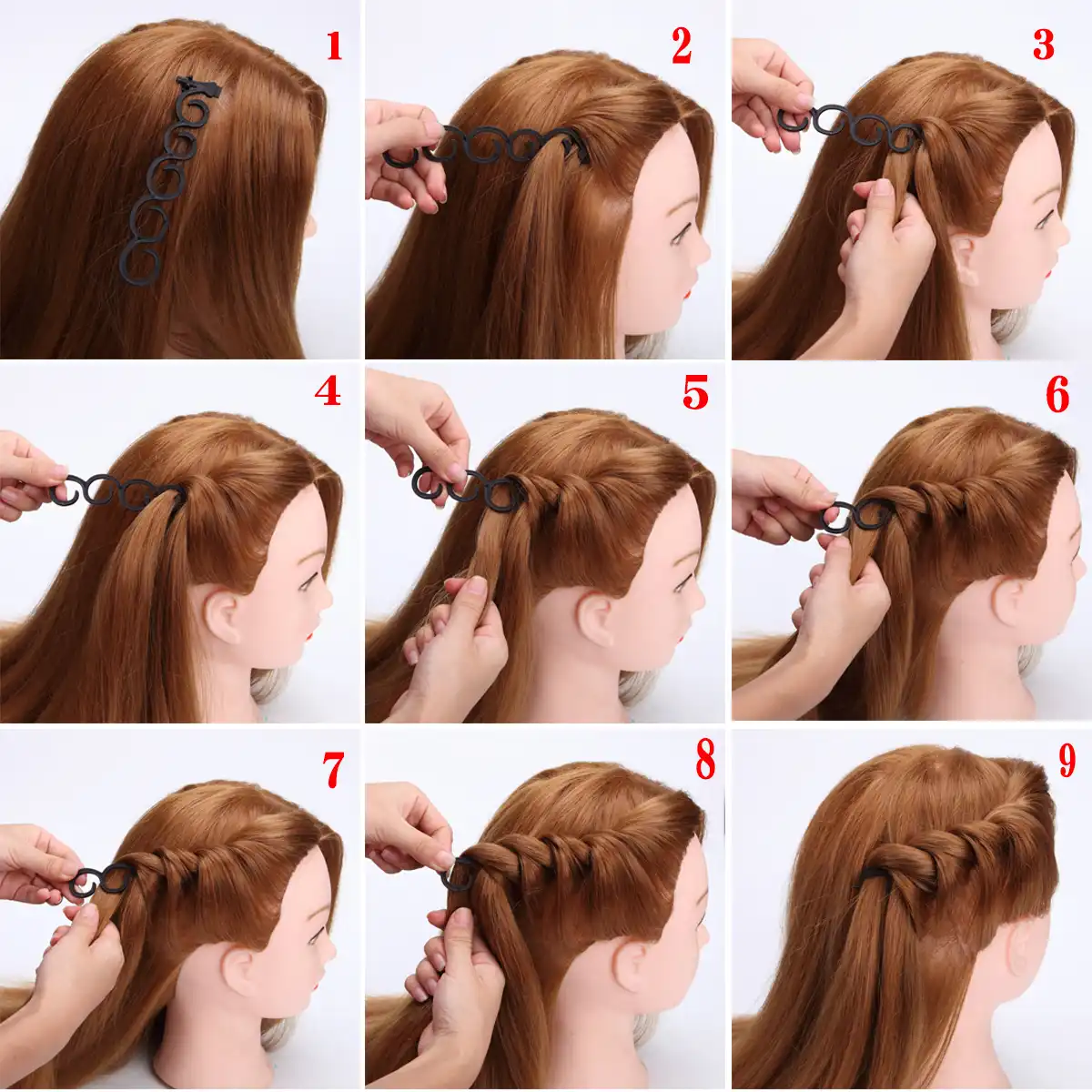 2pcs Set French Hair Braiding Tool Hair Twist Braider With Hook Edge Curler Styling Diy Accessories