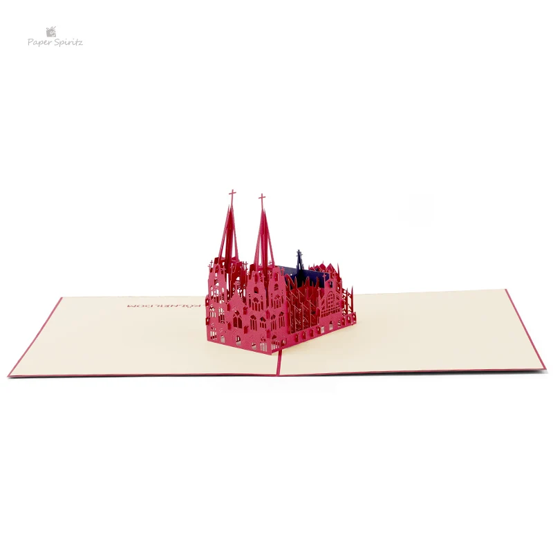  PAPER SPIRITZ Cologne Church Cards 3D laser Cut paper pop up card with envelope invitations greetin - 32895033819