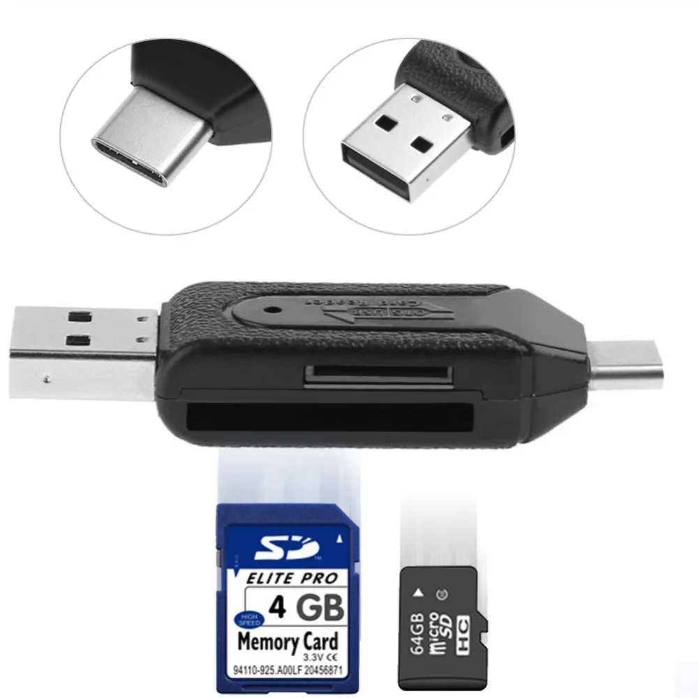 Мини OTG USB2.0 Тип-C устройство чтения карт памяти SD карты памяти Micro SD Тип C карты Cardreader