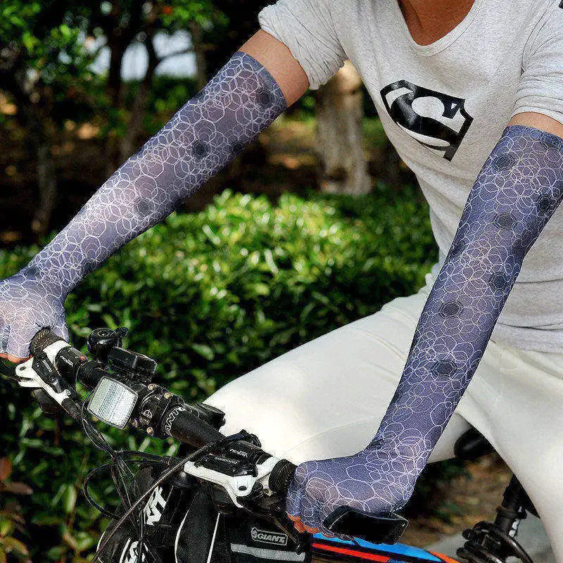 Перчатки для бега трендовые мужские и женские новые высокие эластичные руки для спорта на открытом воздухе Пешие прогулки Велоспорт рукава летний солнцезащитный боди-арт гетры - Цвет: Серый