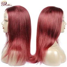 Pinshair 99J красные парики из натуральных волос на кружеве для черных женщин бордовые перуанские прямые человеческие волосы парики не Реми парик