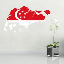 Flag map of Singapore wall vinyl sticker custom made home decoration wall sticker wedding decoration PVC wallpaper