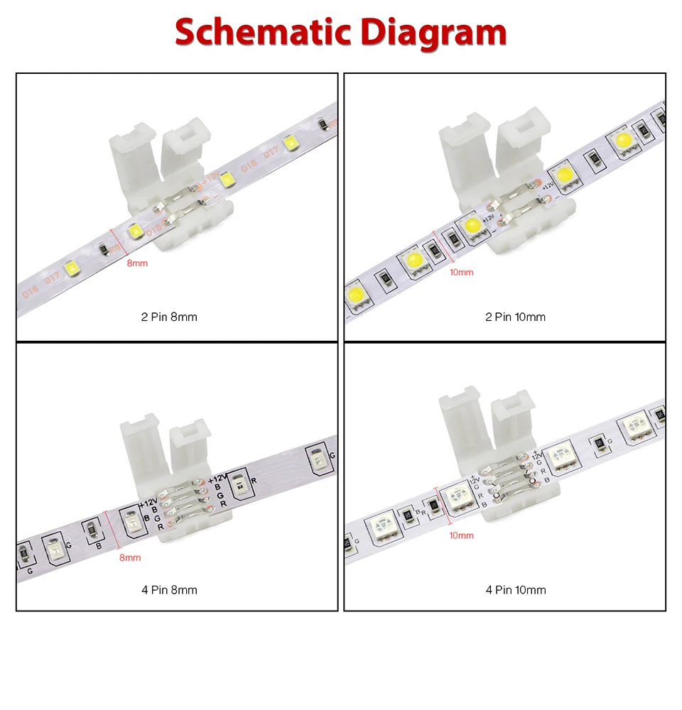 Hontiey RGB светодиодные ленты Разъем 2/4pin 8 мм/10 мм Сварка Разъем питания 5 шт./лот T L форма чип адаптер для 3528/5050
