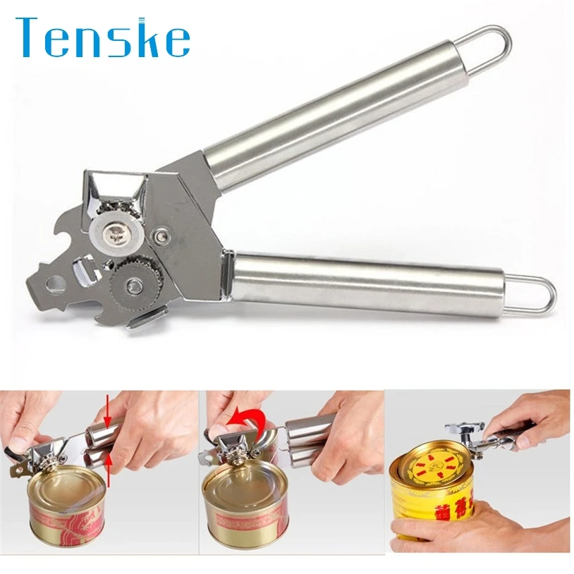 TENSKE Heavy Duty Stainless Steel Can Tin Opener Kitchen Tool With Easy Grip Safe Use u70216