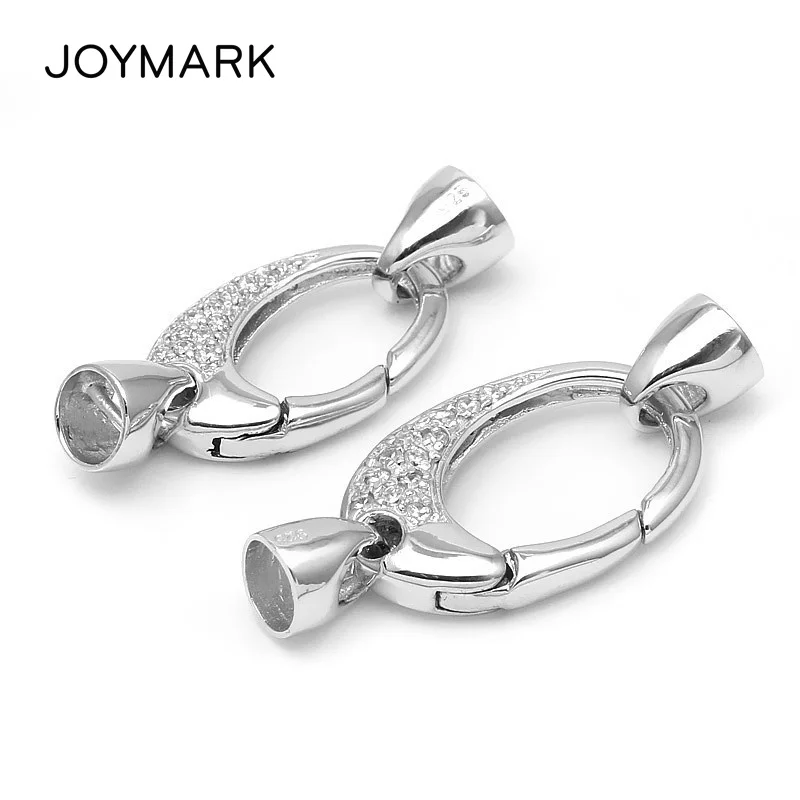 

New Design 925 Sterling Silver Micro Pave Zircon Lobster Clasp With End Cap For Pearl Jewelry Necklace Bracelet SC-CZ039