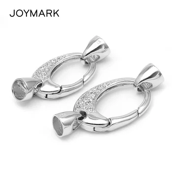 

New Design 925 Sterling Silver Micro Pave Zircon Lobster Clasp With End Cap For Pearl Jewelry Necklace Bracelet SC-CZ039