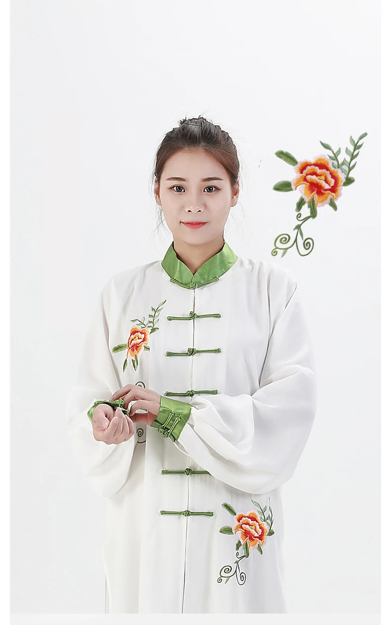 Women Traditional Chinese Clothing Embroidery Long Sleeved Wushu TaiChi KungFu Uniform Suit Uniforms Tai Chi Exercise Clothing