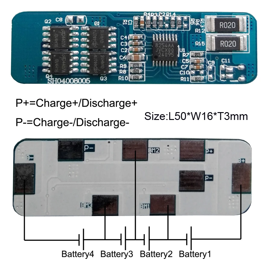 Модуль защитной цепи 4S 4A PCB PCM BMS батарея защиты доска для 14,8 в литий-ионный плата защиты литий-полимерных аккумуляторов пакет SH04008005-LX4S4A