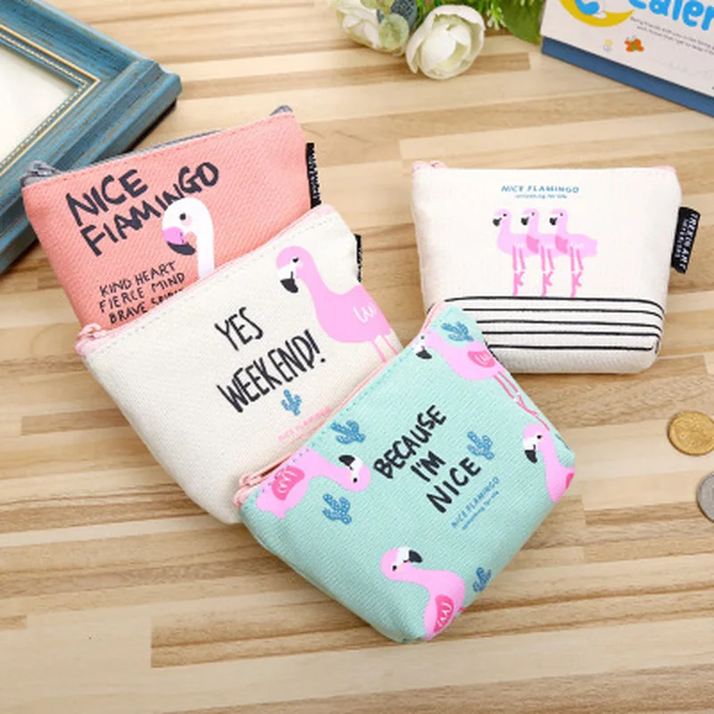 Корейские канцелярские сумки милая монета с изображением животного кошелек мультфильм Фламинго ключ сумка креативный стиль Карандаш сумка сумки кавайные школьные принадлежности