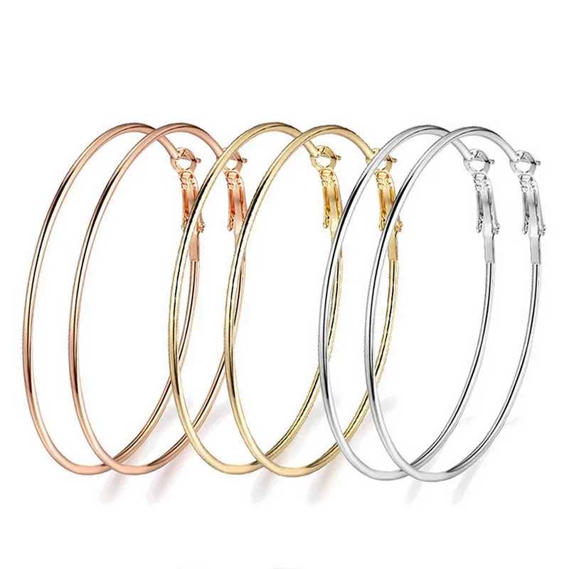 

FUNIQUE 2018 Female Silver Gold Color Hiphop Big Hoop Earrings Alloy Jewelry Circle Round Brincos Buckle Earrings For Women