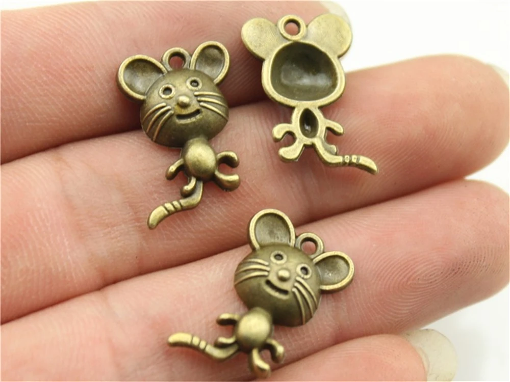 

WYSIWYG 10pcs 21x13mm Vintage Mouse Pendants Charm For Jewelry Making Antique Bronze Color Mouse Pendants Charm Mouse