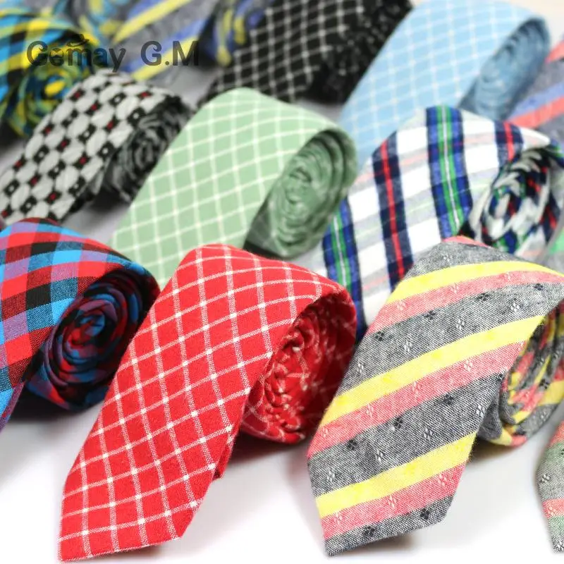 

Mens Ties 100% Cotton Tie Classic Skinny 6cm Tie For Man Business Casual fPlaid Men Neckties