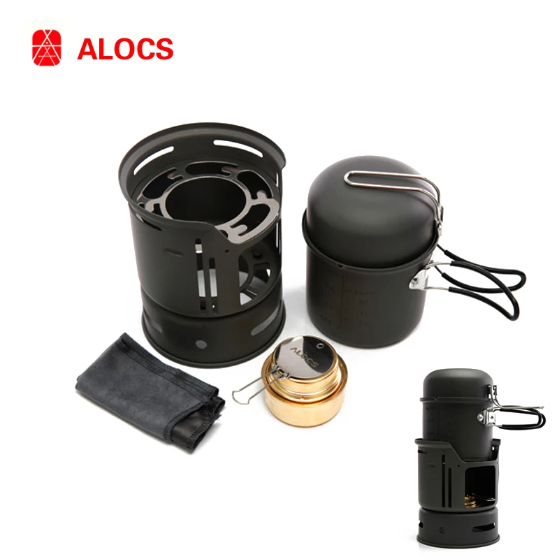 

ALOCS CW-C01 1~2 Persons Outdoor Camping Cooking Set Portable Alcohol Stove Camping Cookware Pot Bowl Cooker Stove for Picnic