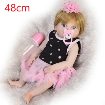 

19" Full Silicone Body Reborn Girl Baby Doll Toys Newborn Princess Babies Doll Birthday Gift Kids bebe Brinquedos reborn menina