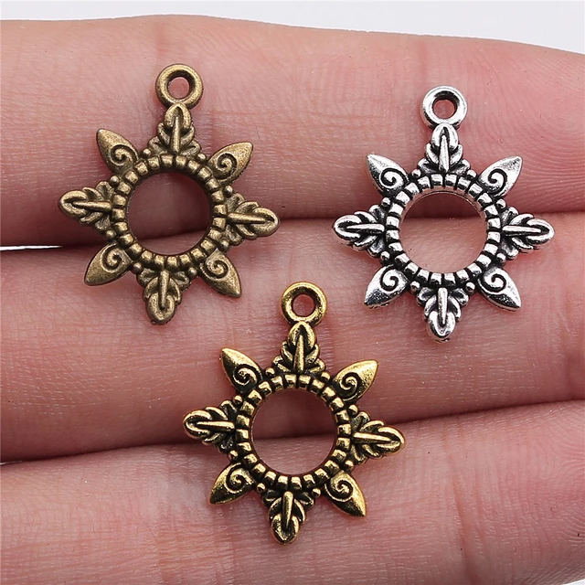 Star Charms For Jewelry Making Antiqued Bronze Double Celestial