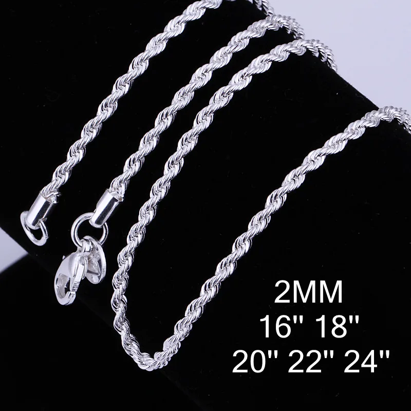 Beautiful Silver Necklaces 2mm 16 24 