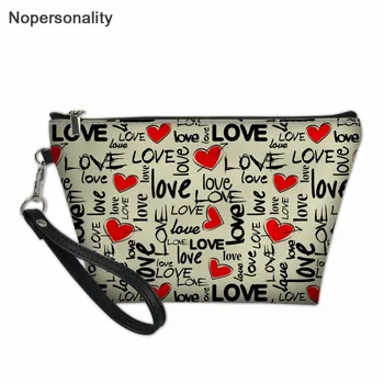 

Nopersonality Letters Heart Make Up Bag Cosmetic Case for Women Small Leather Female Ladies Travel Wash Pouch Toiletry Bag