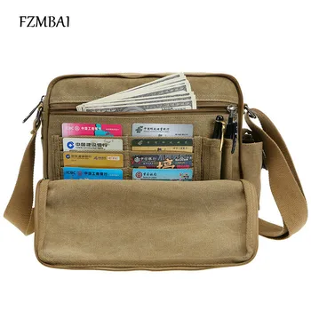 

FZMBAI Men's Retro Canvas Messenger Bag Unisex Multi-function Single Shoulder Bags