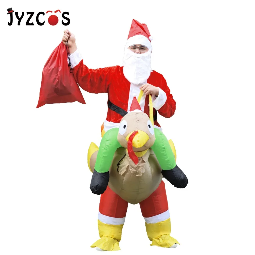 

2015 Hot Inflatable Christmas Santa Claus Costume Dress Suit with Wig beard and Hat Fan Operated