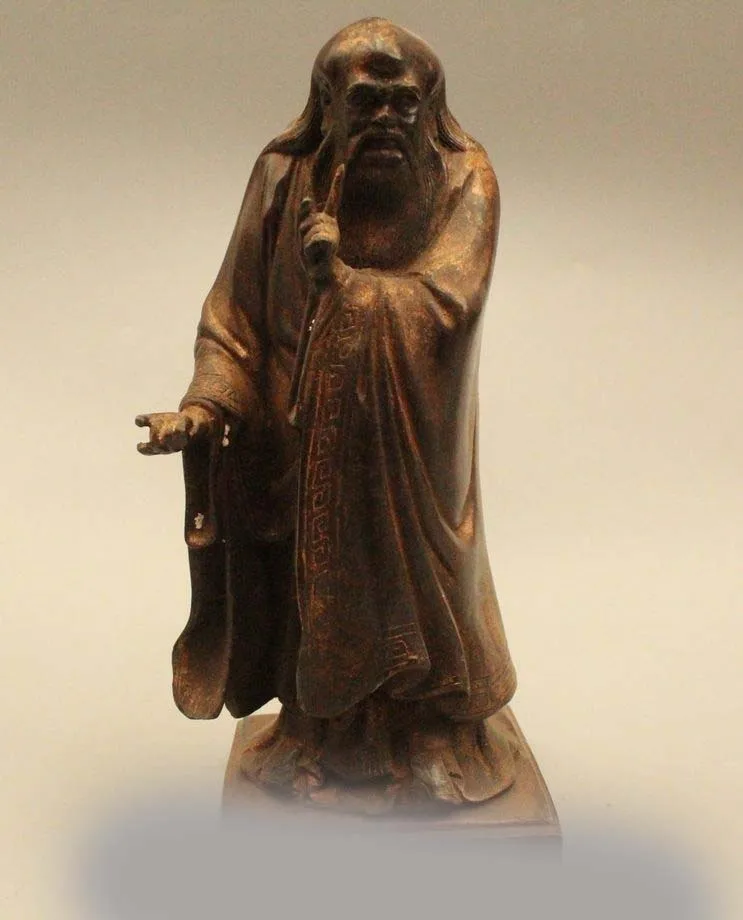 

10" Chinese Taoism Bronze Stand ideologist philosopher Li Erh Lao Zi Statue