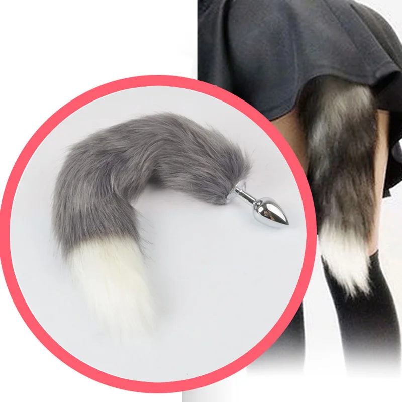 Лисий хвост Анальная пробка взрослые игры нержавеющая сталь Анальное