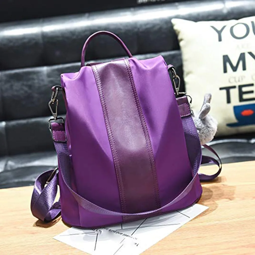 

Women's European and American fashion color matching backpack waterproof nylon backpack college wind women's bag e