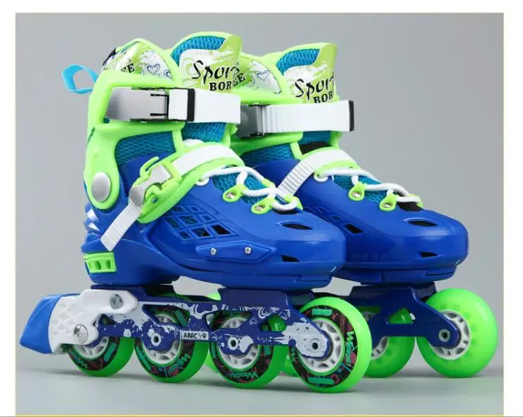 Adustable/تنفس الأطفال مريحة مكافحة جلخ أحذية التزلج على الجليد الكلاسيكية مجموعات زلاجات بعجلات مضمنة أحذية مع siez S/M/L
