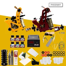 Полный комплект татуировки 2 тату-машинки 10 цветов чернила пигмент ЖК-питания аксессуары Перманентный макияж татуировки комплект