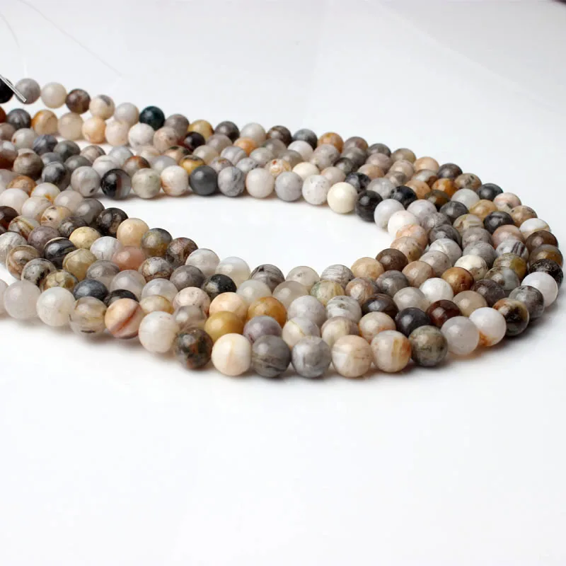 LanLi 4 6 8 10 12 мм модные натуральные ювелирные изделия Красочные сумасшедшие Агаты камень свободные бусины DIY для мужчин и женщин браслет ожерелье сделать