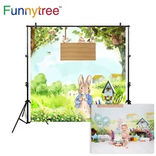 Забавный фон с деревом для фотостудии peter rabbit Пасхальный фон с цветами на день рождения для детской фотосъемки