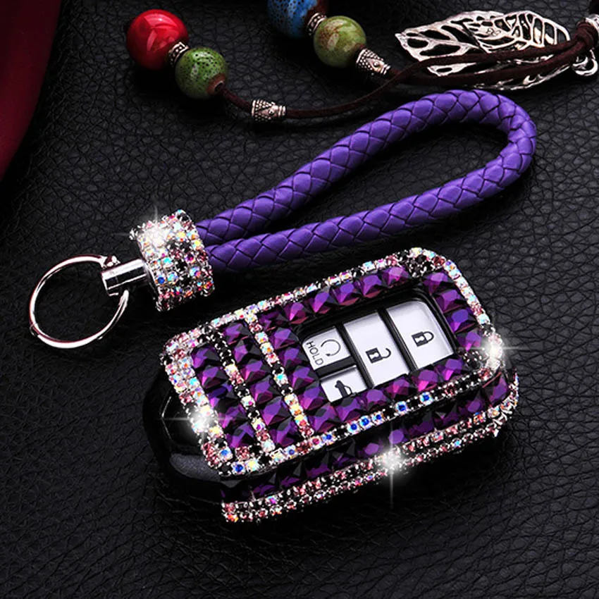 

2 or 3 or 4 Buttons Luxury Crystal Shining Car Key Case Cover for Honda XRV CRV HRV Accord Crider City Elision Vezel Spirior