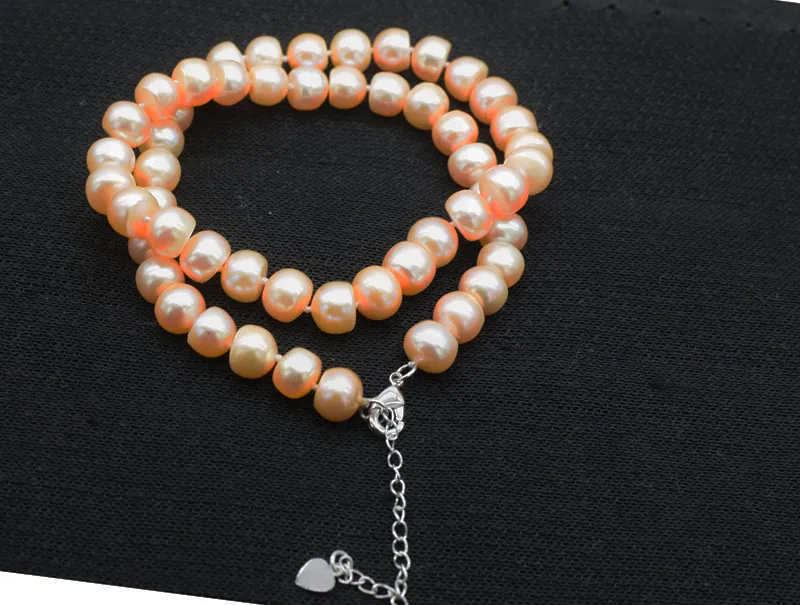 

wow! freshwater pearl pink roundel 9-10mm AA necklace 18" nature FPPJ wholesale beads