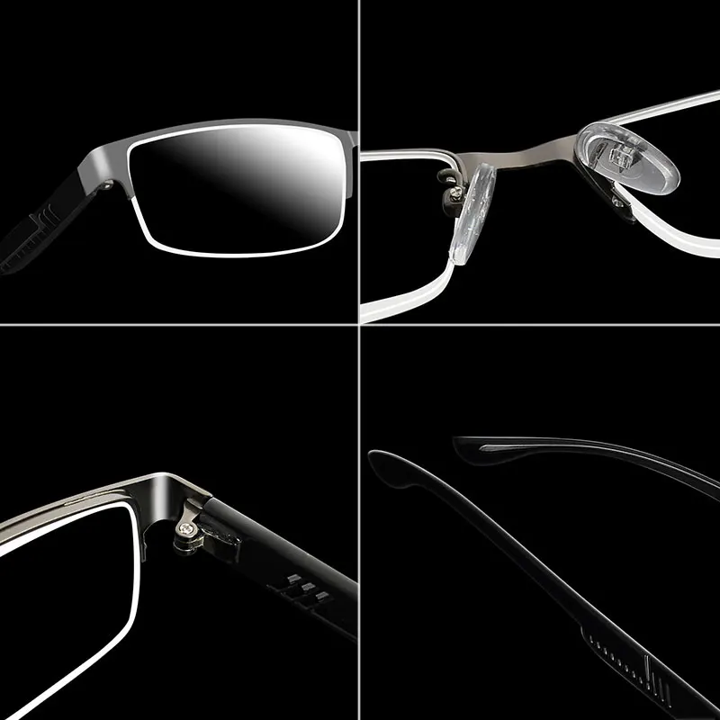 Gafas de Lectura para hombre, Gafas de visión, Gafas de Lectura para hombre, monturas para Gafas de hombre, medio montura + 1 + 1,5 2 2,5