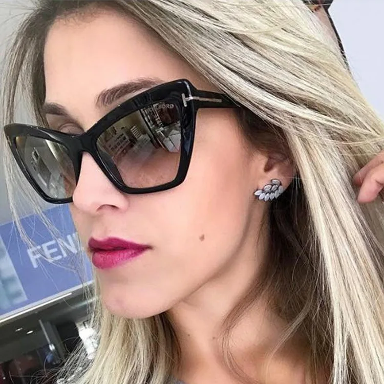 

New 2019 Luxury Brand Design Cat Eye Sun Glasses for Women Big Frame Sunglasses Fashion Retro Female Shades Oculos UV400
