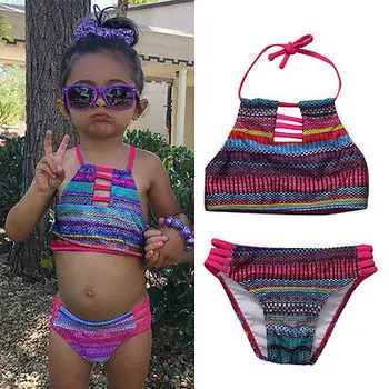 

Kids Baby Girls striped bandage Tankini Bikini Suit Swimsuit Swimwear Bathing Swimming Striped