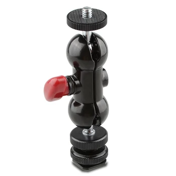 

CAMVATE 1/4"-20 360 degree Rotating Multifunctional Double Ball Heads Hot Shoe Mount