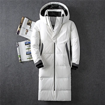 

New Winter X-long coat men Fashion Brand men's down jacket thick warm white duck down jacket men windbreaker overcoat