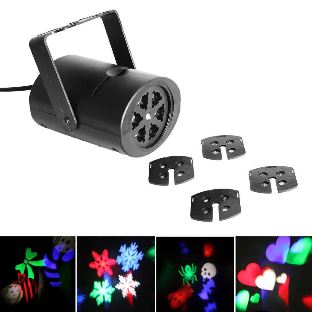 4 Snow Heart Card Gobo Stage Light with Changeable Multi pattern Cards LED RGB Laser Projector