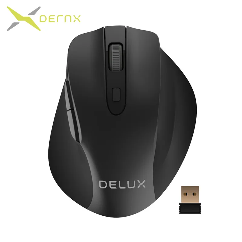 

Delux M517GX Ergonomic Optical Wireless Mouse 6 Buttons 800/1000/1200/1600 DPI USB Office Mice for PC Laptop Computer